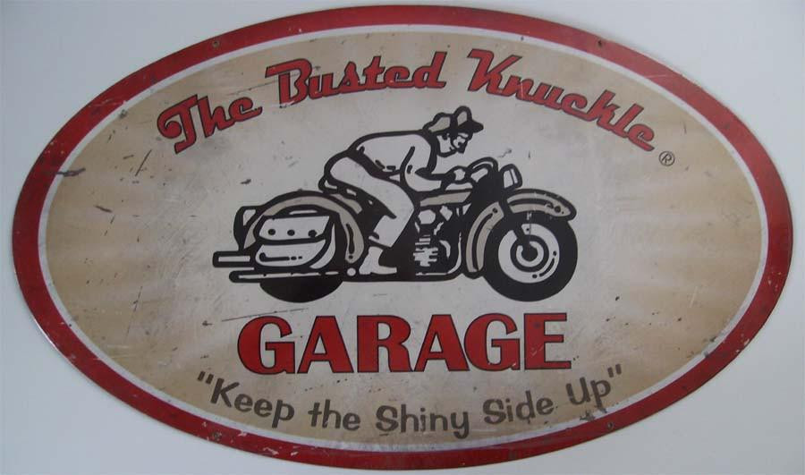 Busted Knuckle Motorcycle 24" Oval Metal Sign (disc) American