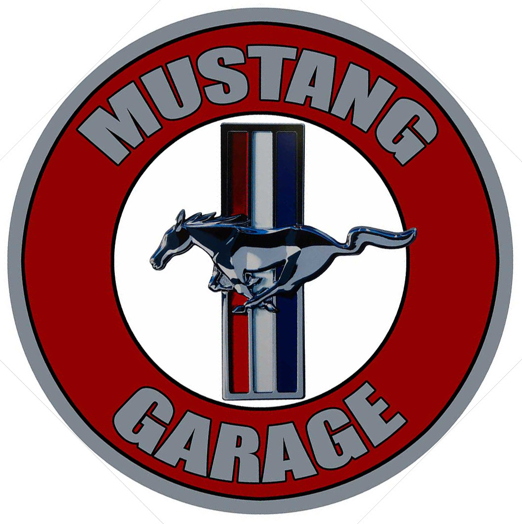 Mustang Garage 12" Round Metal Sign American Collectibles