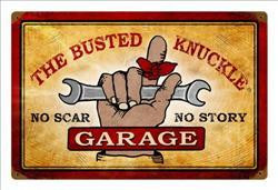 Busted Knuckle Garage (18" by 12" metal sign) American Collectibles