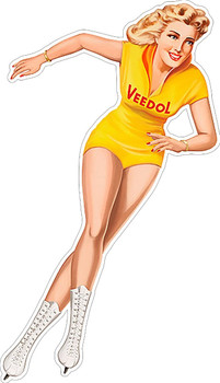 Veedol  Pin-Up Plasma Cut Advertising Metal Sign