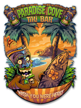 Paradise Cove Tiki Bar Plasma Cut Metal Sign Paradise Cove Tiki Bar Plasma Cut Metal Sign