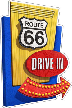 Route 66 Drive In Metal Sign by Michael Fishel Route 66 Drive In Metal Sign by Michael Fishel