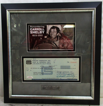 Carroll Shelby Framed Autograph Check #014906 Certified