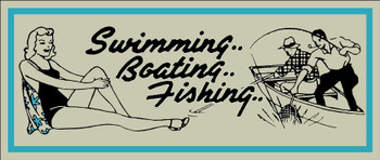 Swimming Boating Fishing Metal Sign by Marty Mummert Swimming Boating Fishing Metal Sign by Marty Mummert