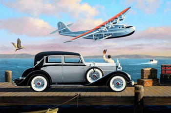 1934 Packard Glasier Motor Car Original Oil Painting