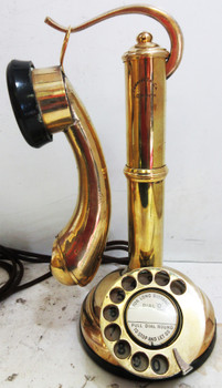 Brass Candlestick Rotary Dial "Guillotine" Telephone Operational