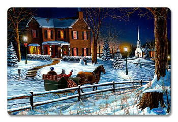 Home for the Holidays Christmas Sleigh Ride Metal Sign Home for the Holidays Christmas Sleigh Ride Metal Sign