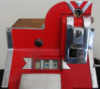 MILLS 5c QT Chevron Slot Machine circa 1936 fully restored #21692