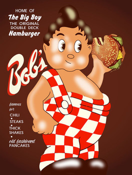 Bob's Big Boy Home of the Original Double Deck Hamburger Metal Sign