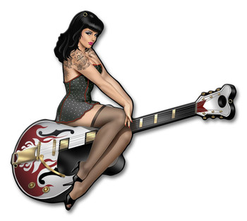 Rock-a-Billy Rockette Pin Up Guitar Girl Metal Sign