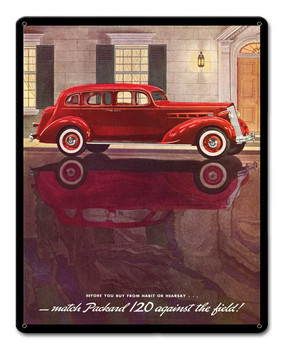 1936 Red Packard Advertisement Metal Sign