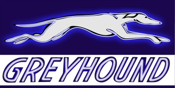 Greyhound Bus Lines Neon Stylized Metal Sign