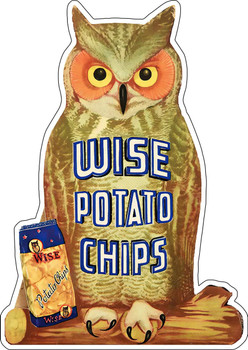 Wise Owl Potato Chips Advertisement Metal Sign Wise Owl Potato Chips Advertisement Metal Sign