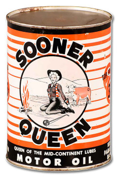 Sooner Queen Motor Oil Plasma Cut Can Metal Sign Sooner Queen Motor Oil Plasma Cut Can Metal Sign