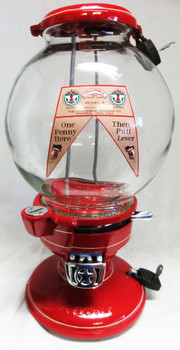 Columbus Model "A" Peanut Dispenser Penny Operated Circa 1940's Red