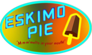 Eskimo Pie Faux Neon Style Oval Metal Sign