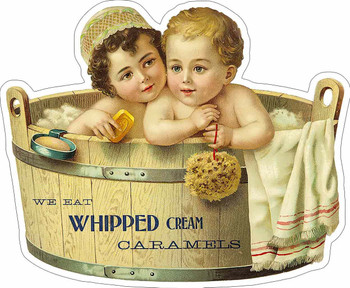 Whipped Cream Caramels Baby Bath Advertisement Metal Sign Whipped Cream Caramels Baby Bath Advertisement Metal Sign