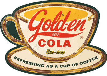 Gold-en Cola  Soda Advertising Plasma Cut Metal Sign