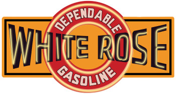 White Rose Gasoline Neon Design Metal Sign (not real neon)