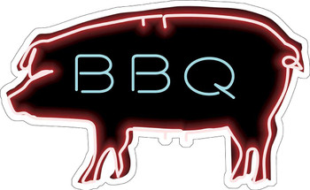 BBQ Plasma Cut Pig Neon Stylized Metal Sign (not real neon)