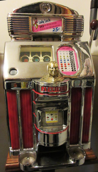 Jennings 25c Red Light Up Lady Luck Slot Machine Circa 1940's