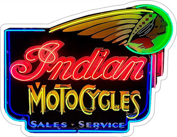 Indian Motorcycle Neon Image Laser Cut Metal Sign (not real neon)