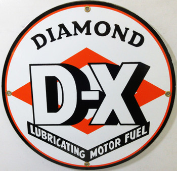 Diamond D-X Motor Fuel New 12" Round Porcelain Metal Sign