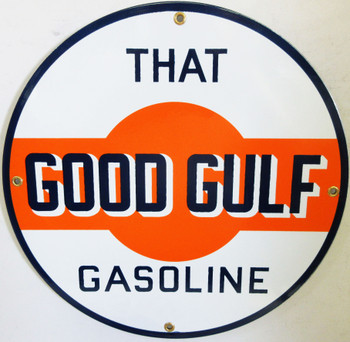 Good Gulf Gasoline 12" New Round Porcelain Metal Sign