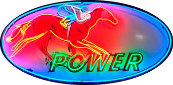 Power Race Horse Neon Image Advertising Metal Sign (not real neon)