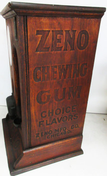ZENO Chewing Gum 1c Oak Cabinet Dispenser, Circa 1890