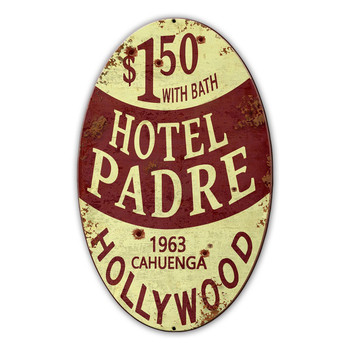 Hotel Padre Plasma Cut Metal Sign Advertisement