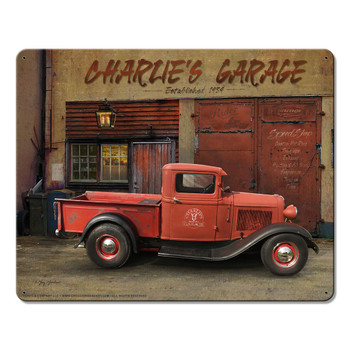 Charlie's Garage / Pickup Metal Sign