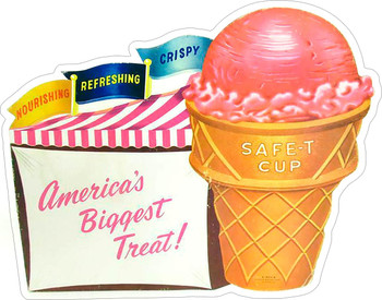 Safe T Cup Ice Cream Laser Cut Metal Advertising Sign
