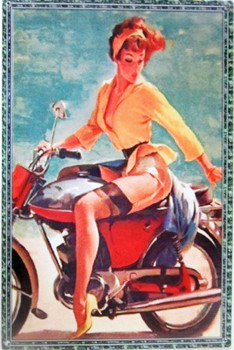 Harley-Davidson Red-Head Pin-Up Metal Sign