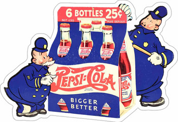 Pepsi-Cola 6 Pack / Cops Laser Cut Metal Sign Advertisement