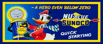 Sunoco Gasoline Metal Advertising Sign Donald Duck