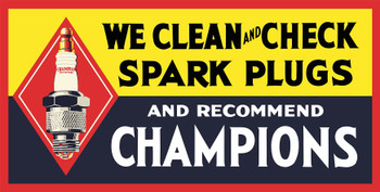 Champions Spark Plug Metal Advertising Sign