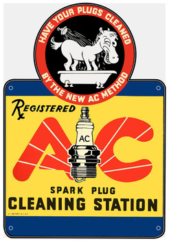 AC Spark Plug Laser Cut Metal Advertising Sign