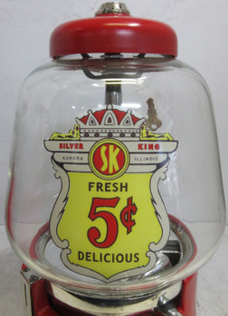 Silver King Ball Gum Dispenser, Circa 1940's Red
