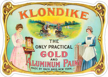 Klondike Gold and Aluminum Paint Laser Cut Metal Sign Advertisement