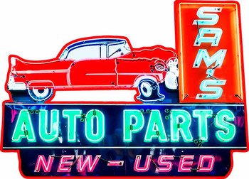 Auto Parts Neon Stylized Laser Cut Metal Sign ( not real neon)