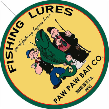 Fishing Lures Paw-Paw Bait 14" Round Metal Sign #2