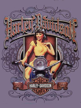 Old Scroll Babe Harley Davidson Metal Sign