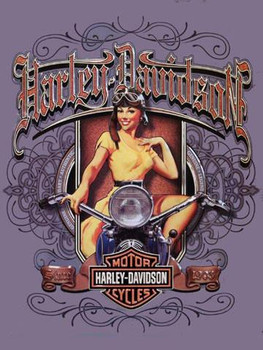 Old Scroll Babe Harley Davidson Metal Sign Old Scroll Babe Harley Davidson Metal Sign