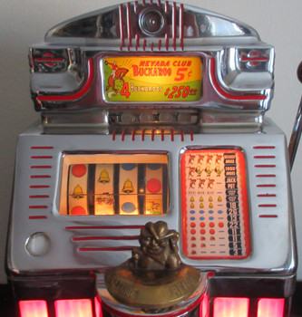 Jennings 5c Nevada Club Buckaroo 4 Reel Red Lite Up Slot Machine