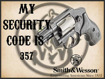 Smith & Wesson Security Code Metal Advertising Sign