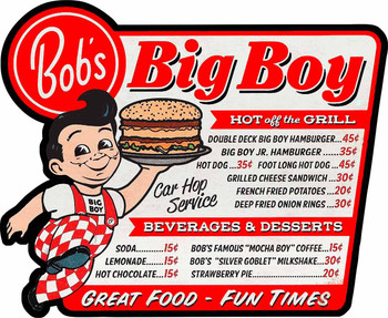 Bob's Big Boy Menu Laser Cut Metal Sign