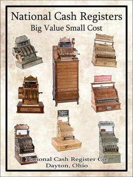 National Cash Registers Big Value Small Cost Metal Sign