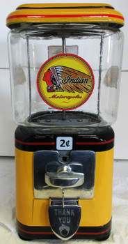 Acorn Two Cent Bulk Vend Dispenser Indian Motorcycle Theme Circa 1950's