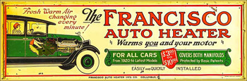 Francisco Auto Heater Metal Advertising Sign